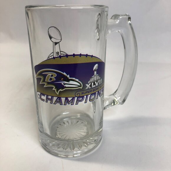 Baltimore Ravens Super Bowl‎ 47 XLVII Champs Champion 6" Pint Glass - Picture 1 of 9